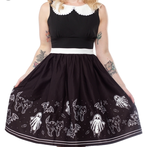 Sourpuss Dresses & Skirts - Sourpuss goth pinup Halloween spooky dress